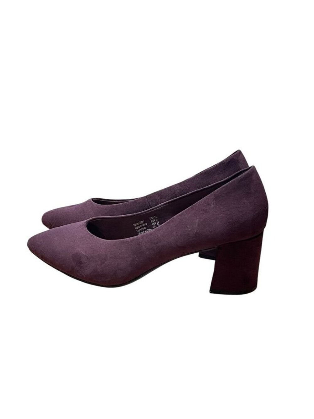 Christian Siriano Women Plum Block Heel Pumps wine-red color Size 12 Textile Upp